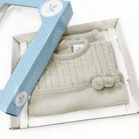 023RF-709 SARDON Baby Boy Beige Cable Knit Pom Pram Suit