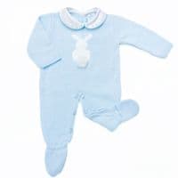 023VE-336 SARDON Baby Boy Blue Bunny Knit Bodysuit Onesie