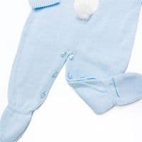 023VE-336 SARDON Baby Boy Blue Bunny Knit Bodysuit Onesie
