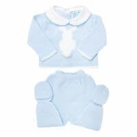023VE-337 SARDON Baby Boy Blue Bunny Knit Pram Suit