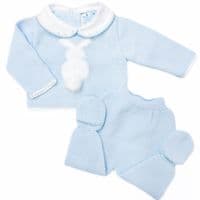 023VE-337 SARDON Baby Boy Blue Bunny Knit Pram Suit
