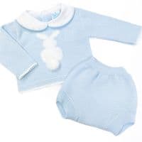023VE-339 SARDON Baby Boy Blue Bunny Knit Romper Set