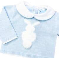 023VE-339 SARDON Baby Boy Blue Bunny Knit Romper Set