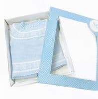 023VE-382 SARDON Baby Boy Blue Snow Flake  Knit Romper Set