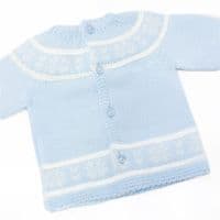 023VE-382 SARDON Baby Boy Blue Snow Flake  Knit Romper Set