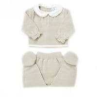 023VE-383 SARDON Baby Boy Beige Cable  Knit Pram Suit
