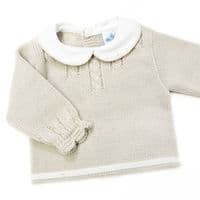 023VE-383 SARDON Baby Boy Beige Cable  Knit Pram Suit