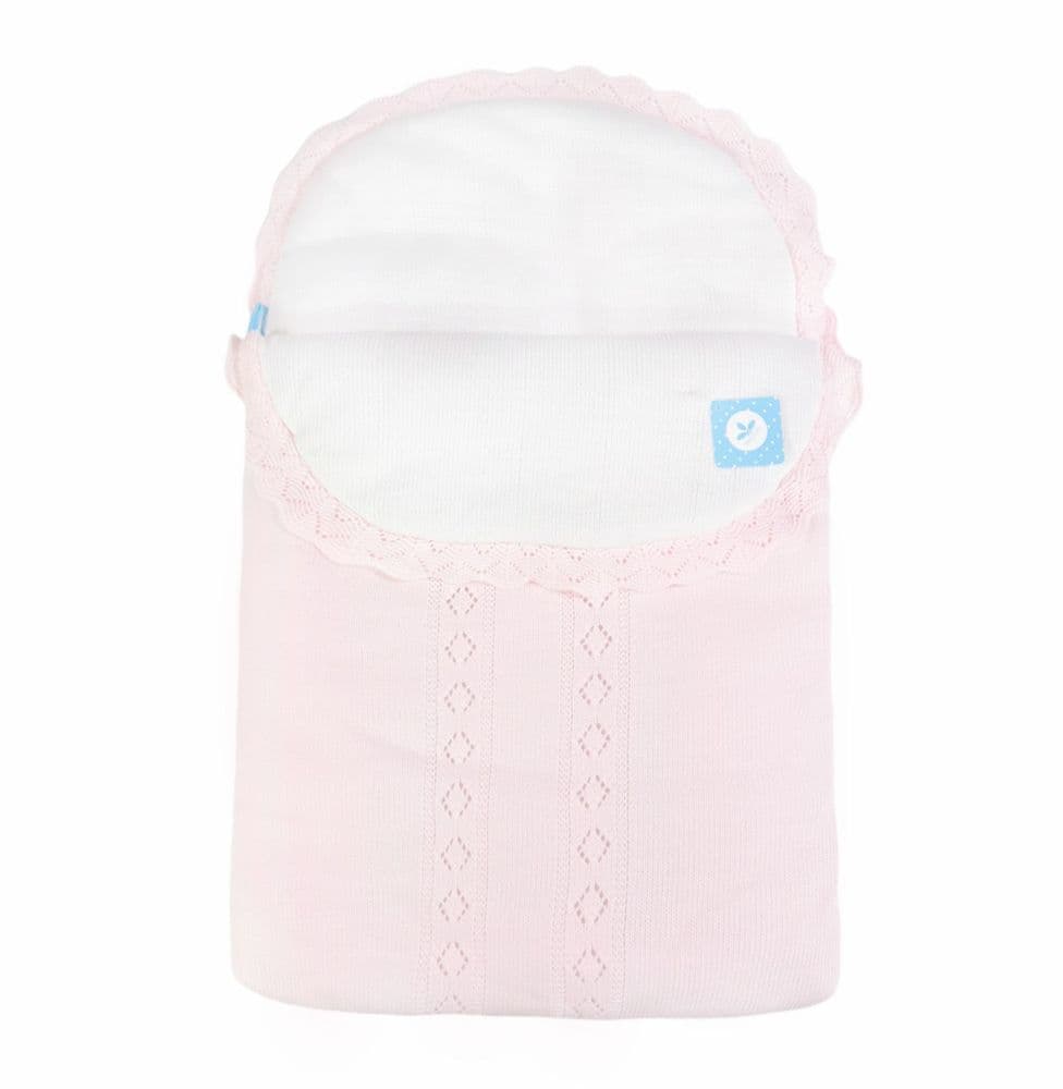 024AM-852P Sardon Spanish Pink Knitted Cozy Baby Nest/Sleeping Sack