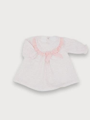 024BB-807 Sardon Baby Girl Pink Floral Cotton Dress