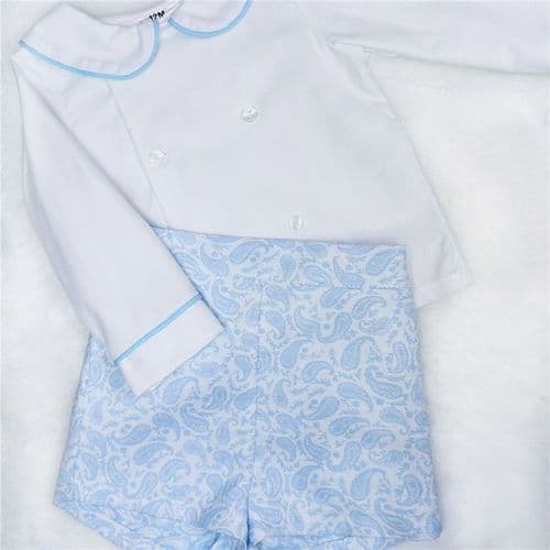 Baby Boy Blue Jacquard Cozy Pants with Shirt "MYD2373"