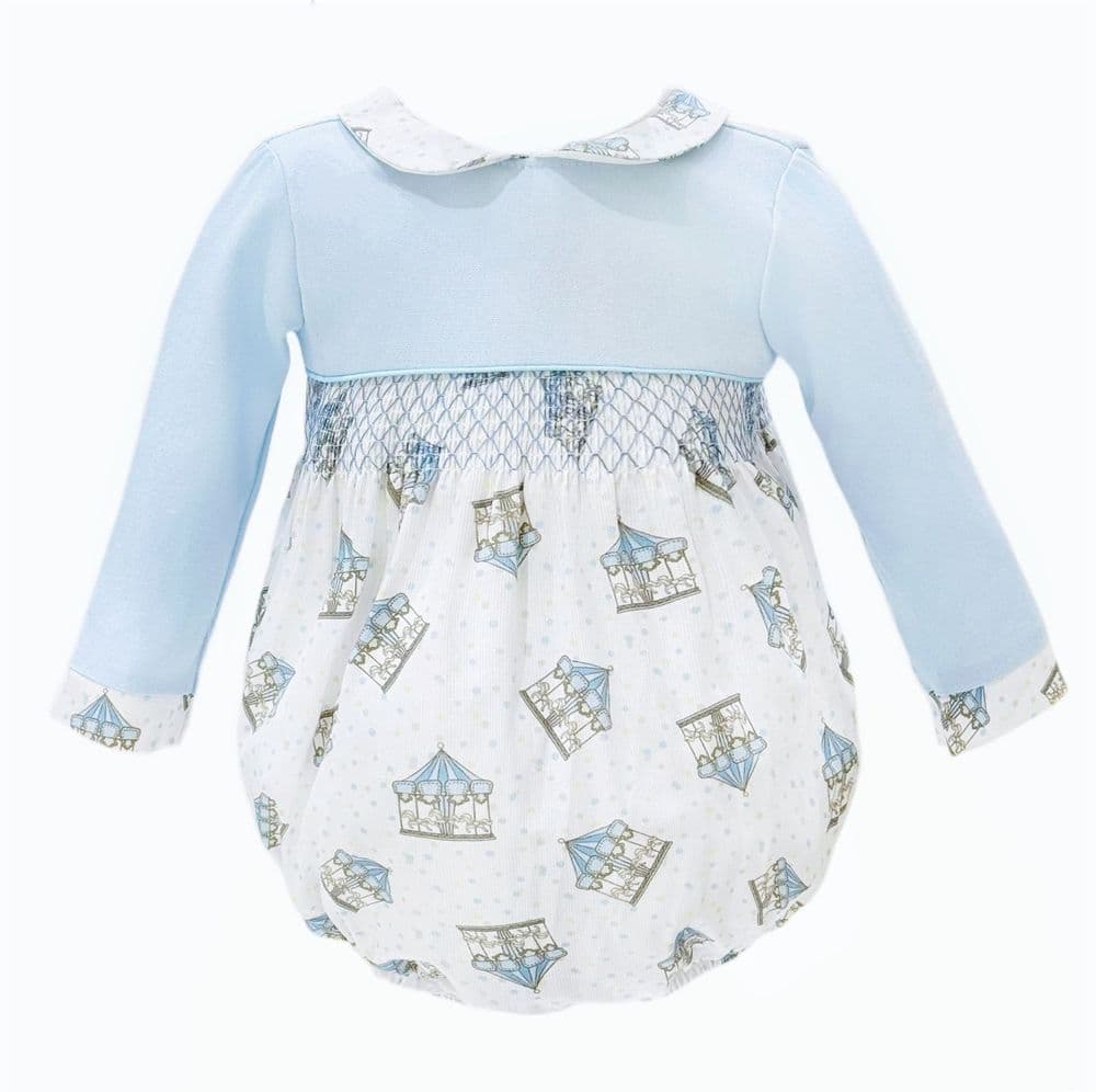 Baby Boy Blue Rocking Horse Print Romper "MYD25253"