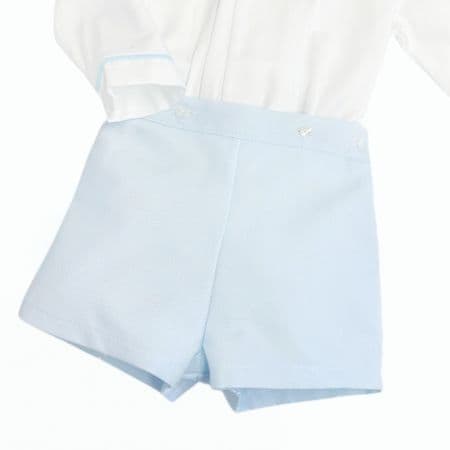 Baby Boy Blue Waffle Shorts with Shirt 