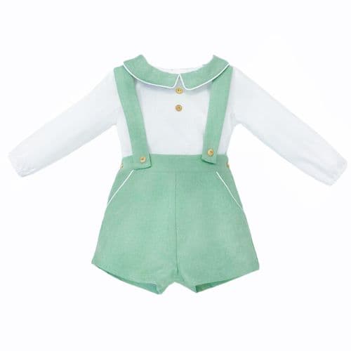 Baby Boy Green Cozy Winter Cotton Shorts with Shirt "MYD25257"