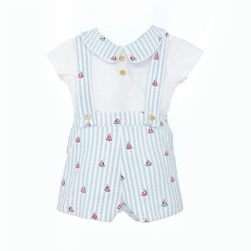 Baby Boy Green Stripe Boat Shorts with Shirt "MYD26062"