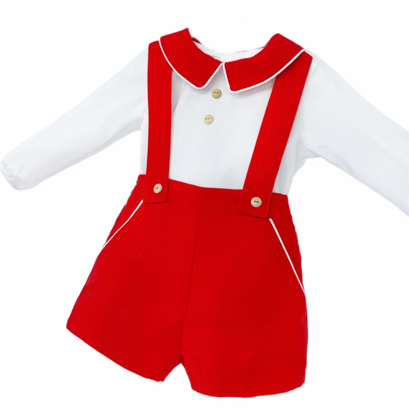 Baby Boy Red Cozy Winter Cotton Shorts with Shirt 