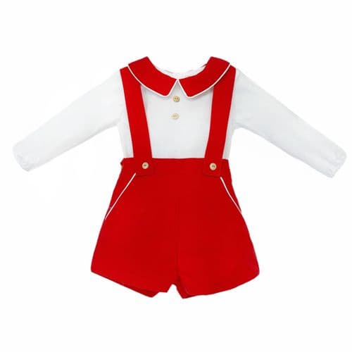 Baby Boy Red Cozy Winter Cotton Shorts with Shirt "MYD25258"