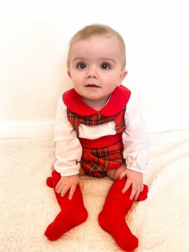 Baby Boy Red Tartan H Strip Romper with Shirt Christmas "MYD825"