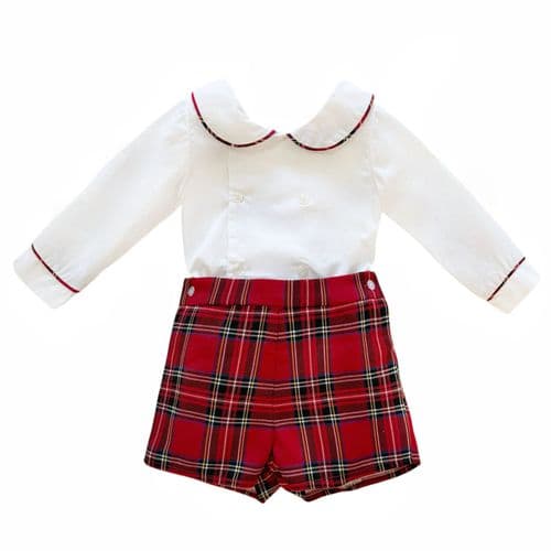 Baby Boy Red Tartan Shorts with Shirt "2419"