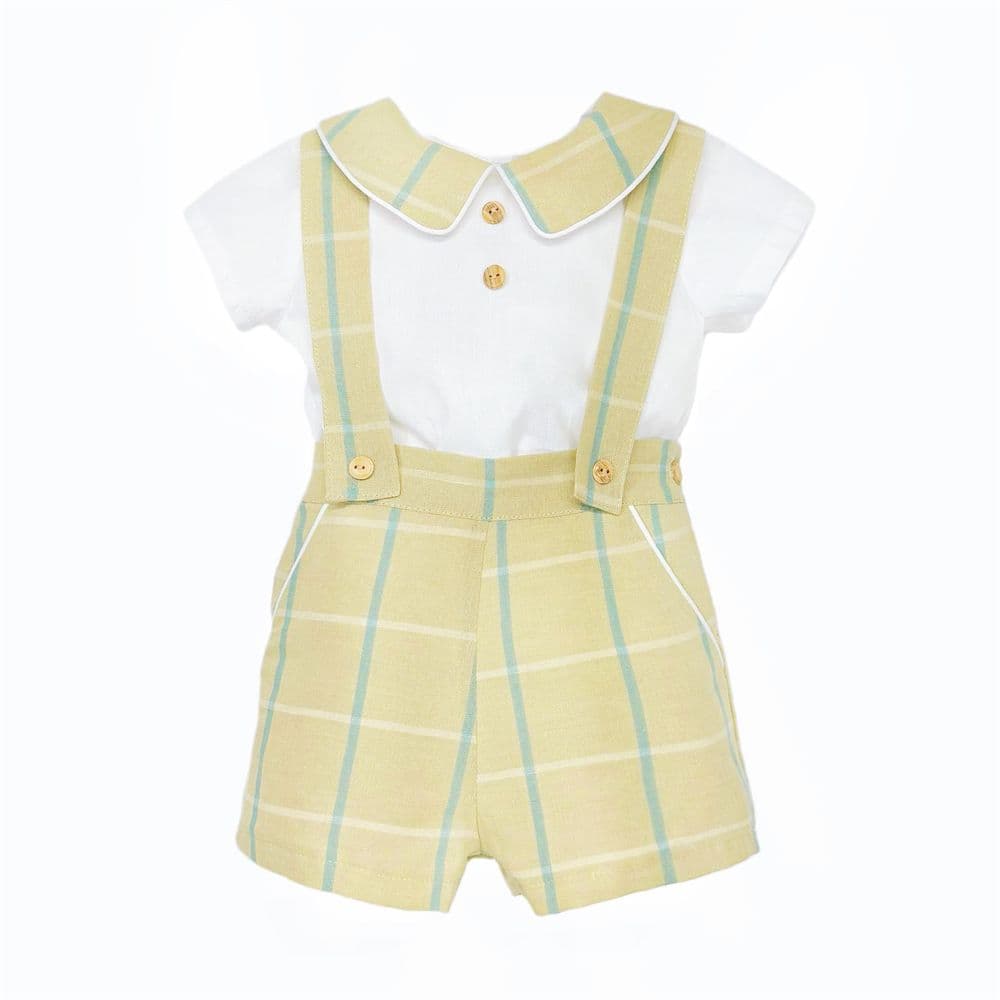 Baby Boy White Beige Check Shorts with Shirt "MYD26064"