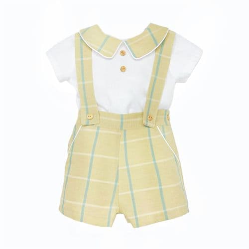 Baby Boy White Beige Check Shorts with Shirt "MYD26064"