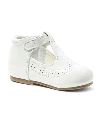 Baby Boys Patent T-Bar Brogue Shoes "XX2 White"