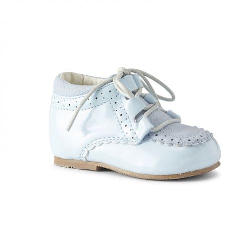 Baby Boys Patent T-Bar Lace-Up Shoes "Jacob Blue"