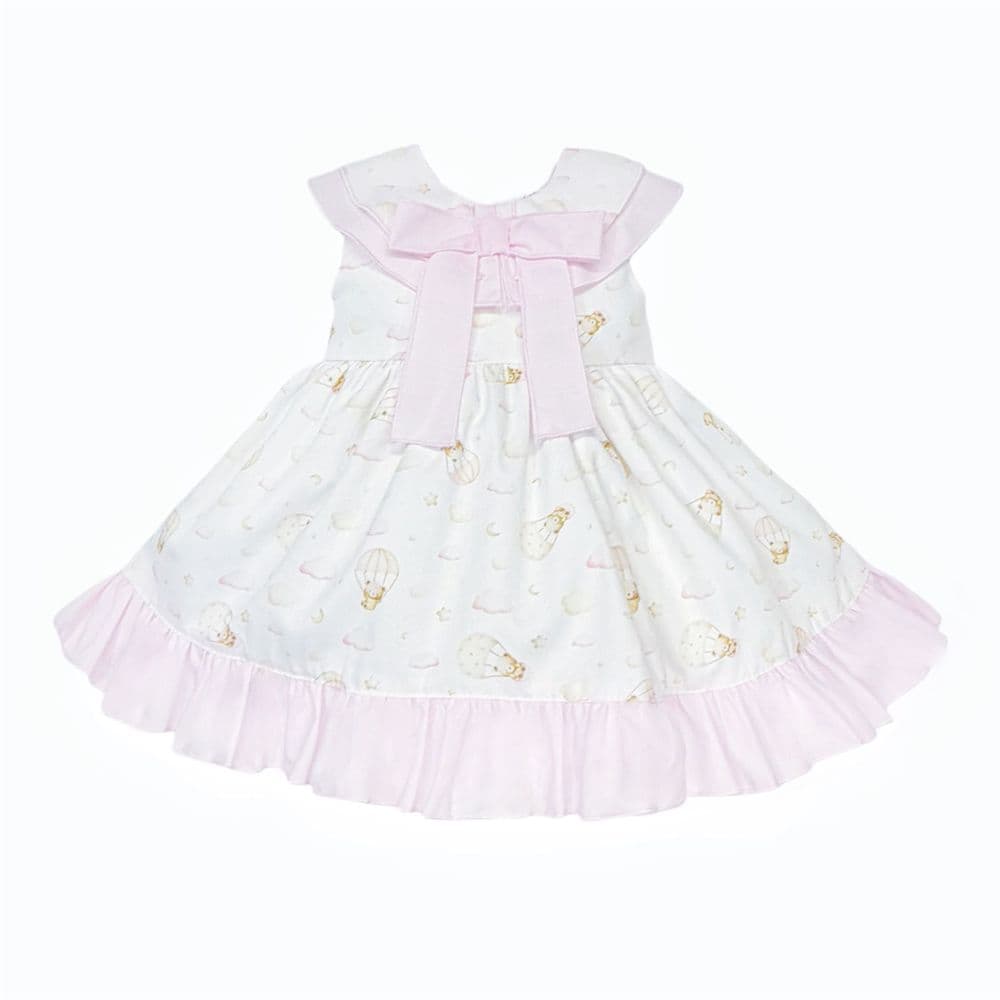 Baby Girl Baby Pink Teddy Print Puff Dress with Pants "MYD26031"