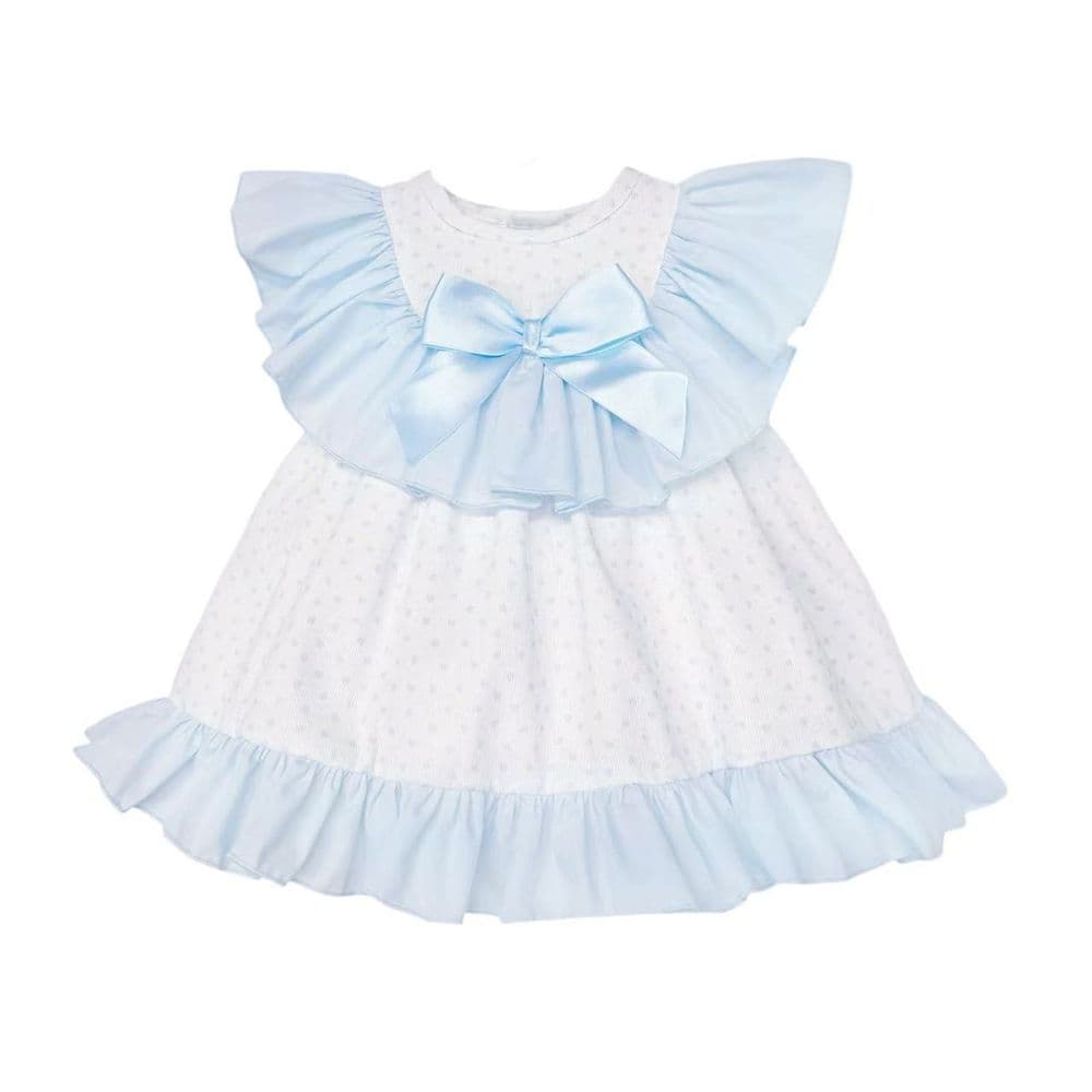 Baby Girl Blue Heart Big Collar Puff Dress with Pants "MYD26023"