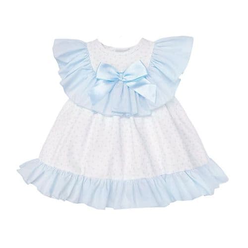 Baby Girl Blue Heart Big Collar Puff Dress with Pants "MYD26023"
