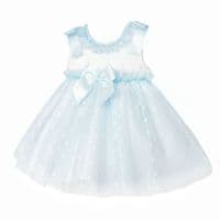 Baby Girl Blue Tulle Mesh Dress Satin Bow 