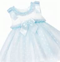 Baby Girl Blue Tulle Mesh Dress Satin Bow 