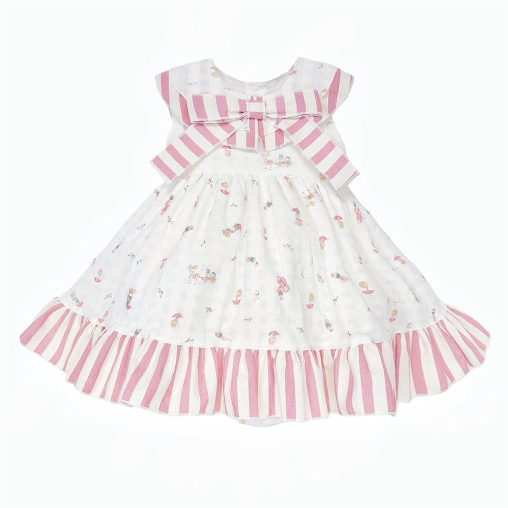 Baby Girl Dusty Pink Animal Print Puff Dress with Pants "MYD26049"