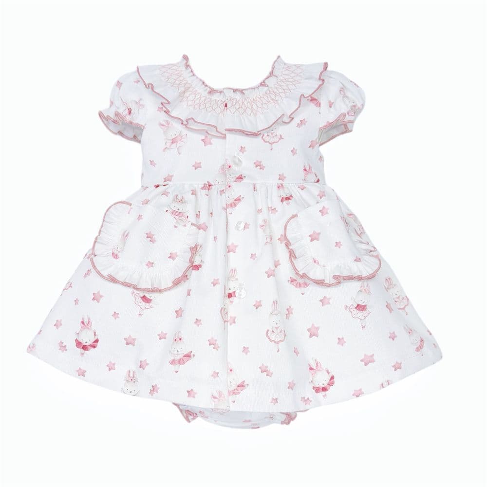 Baby Girl Dusty Pink Bunny Collar Dress with Pants "MYD26035"