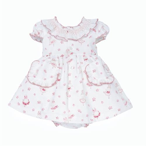 Baby Girl Dusty Pink Bunny Collar Dress with Pants "MYD26035"