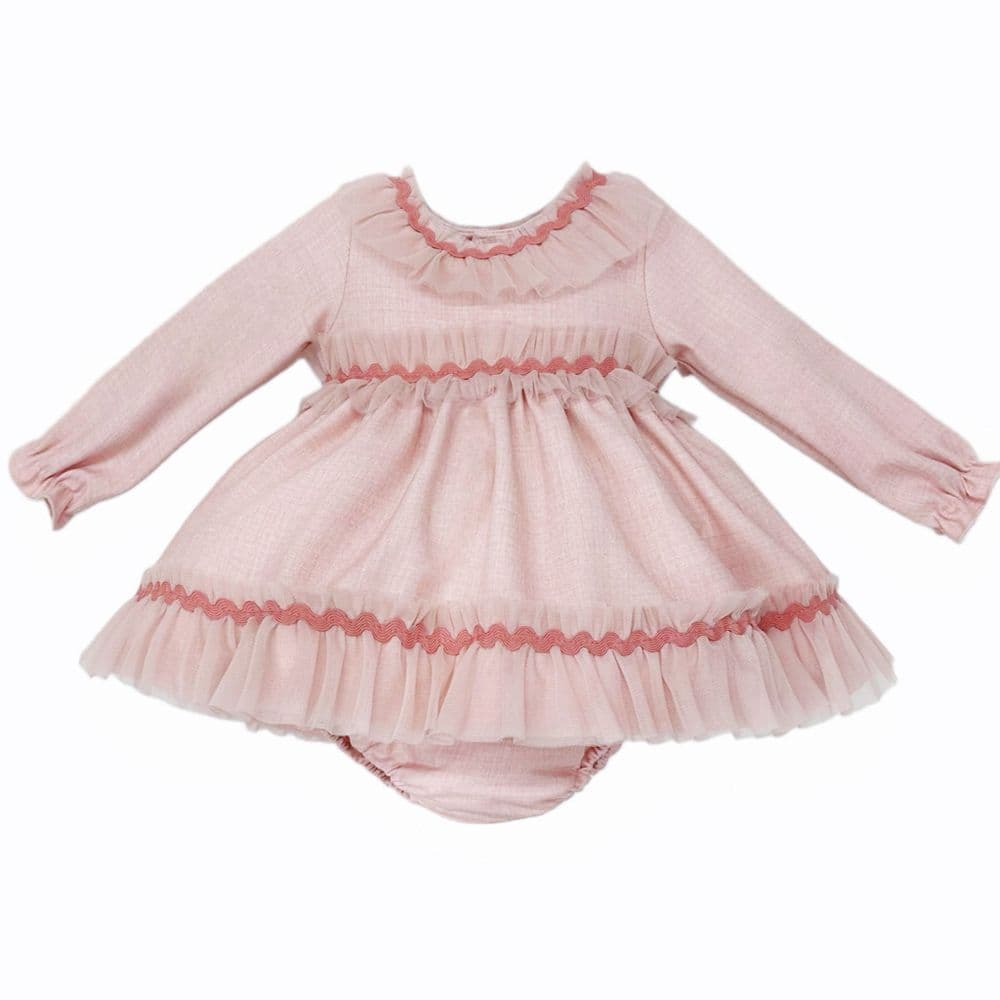 Baby Girl Dusty Pink Cotton Puff Ball Dress with Pants "MYD25242"