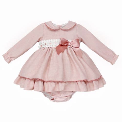 Baby Girl Dusty Pink Cozy Cotton Puff Ball Dress with Pants "MYD25260"