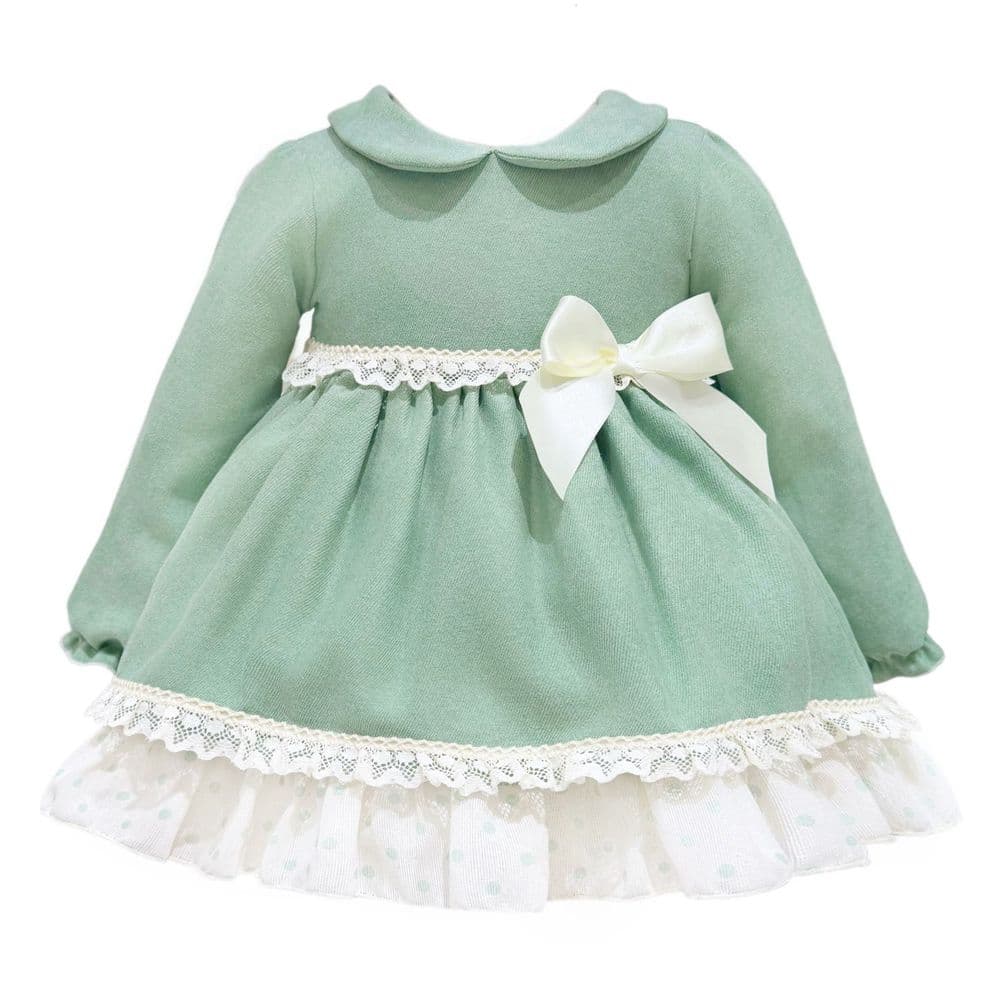 Baby Girl Green Soft Cotton Puff Ball Dress with Pants "MYD25233"