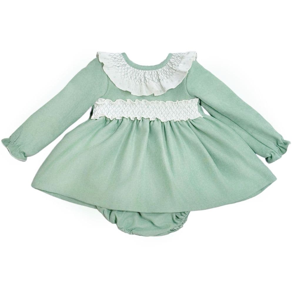 Baby Girl Green Soft Cotton Puff Dress with Pants "MYD25232"