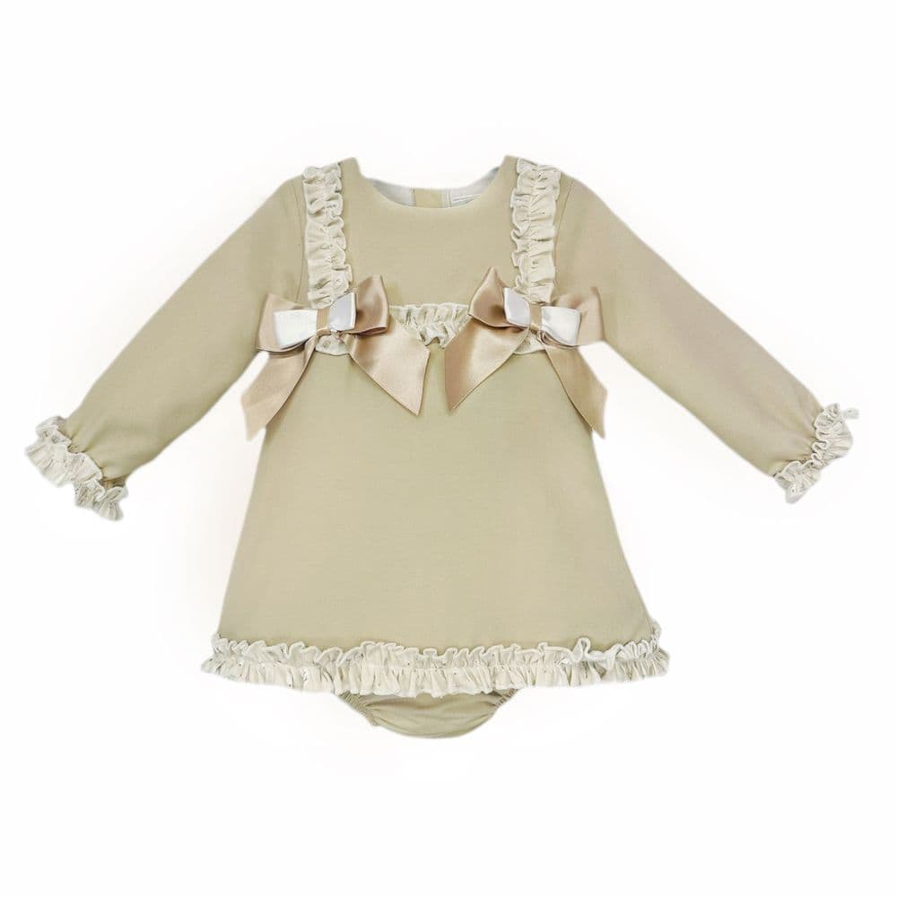 Baby Girl Light Camel Soft Cotton Dress with Pants "MYD25230"