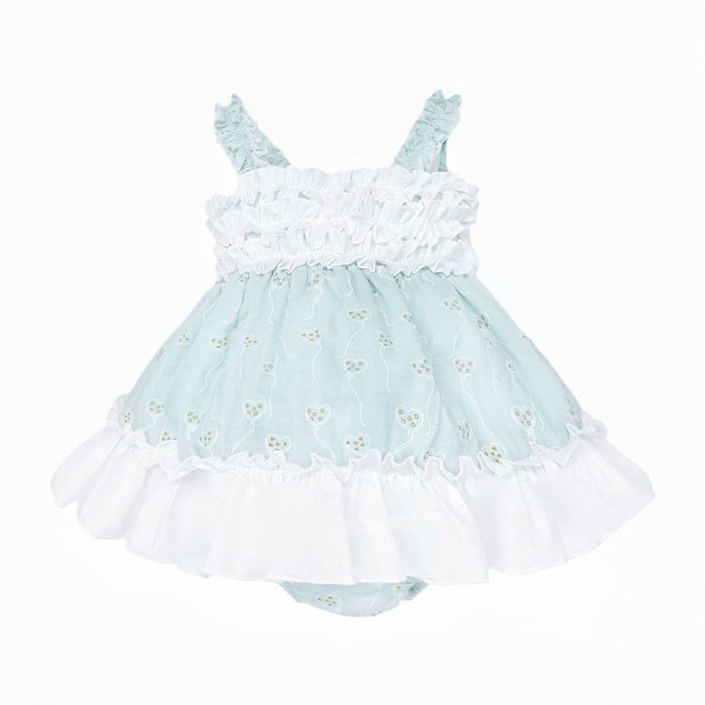 Baby Girl Mint Print Summer Puff Ball Dress with Pants "MYD26044"