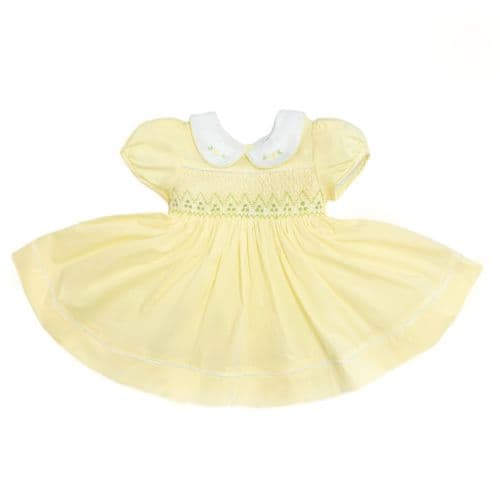 Baby Girl Pale Yellow Hand Smocked Puff Dress "2405 Yellow"