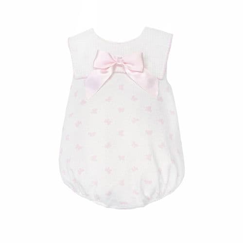 Baby Girl Pink Bow Print Collar Romper "MYD26027"