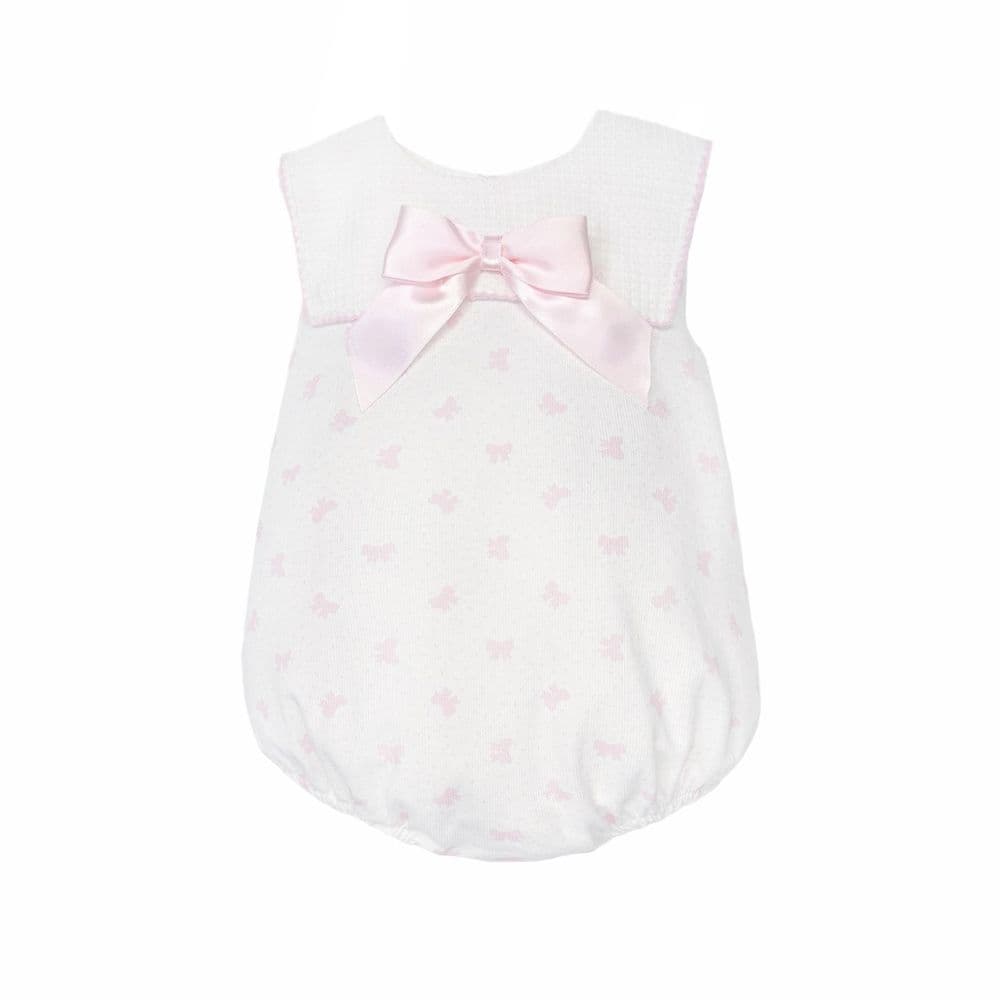 Baby Girl Pink Bow Print Collar Romper "MYD26027"