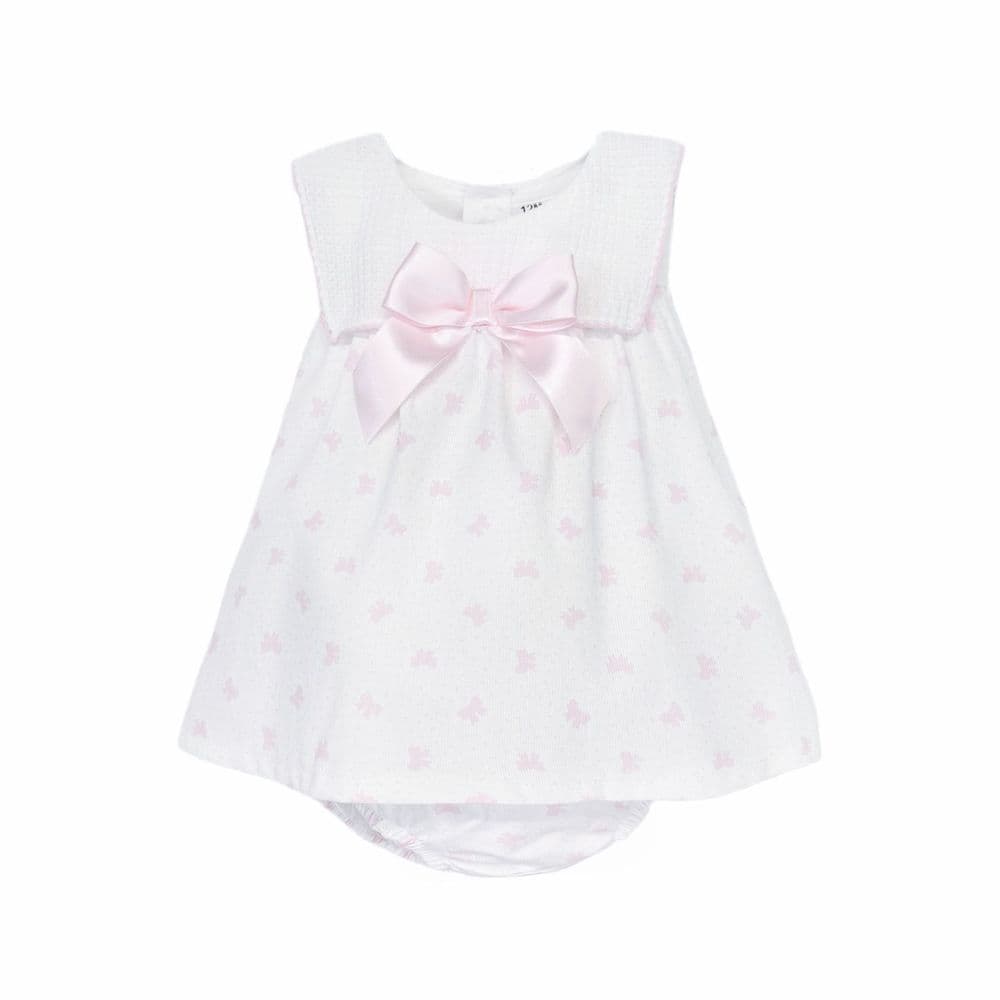 Baby Girl Pink Bow Print Dress with Pants "MYD26026"