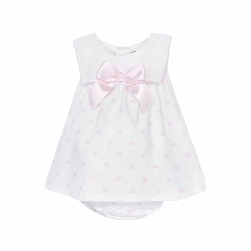 Baby Girl Pink Bow Print Dress with Pants "MYD26026"