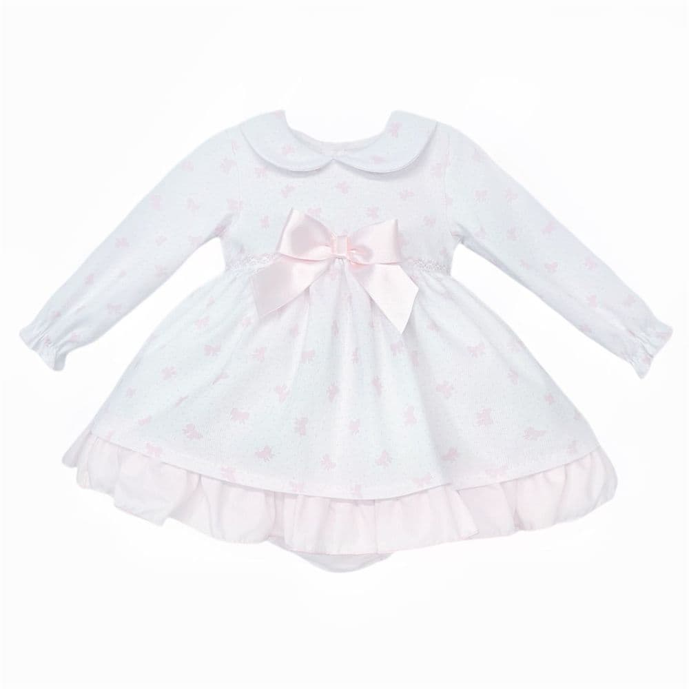 Baby Girl Pink Bow Print Puff Ball Dress with Pants "MYD25213"