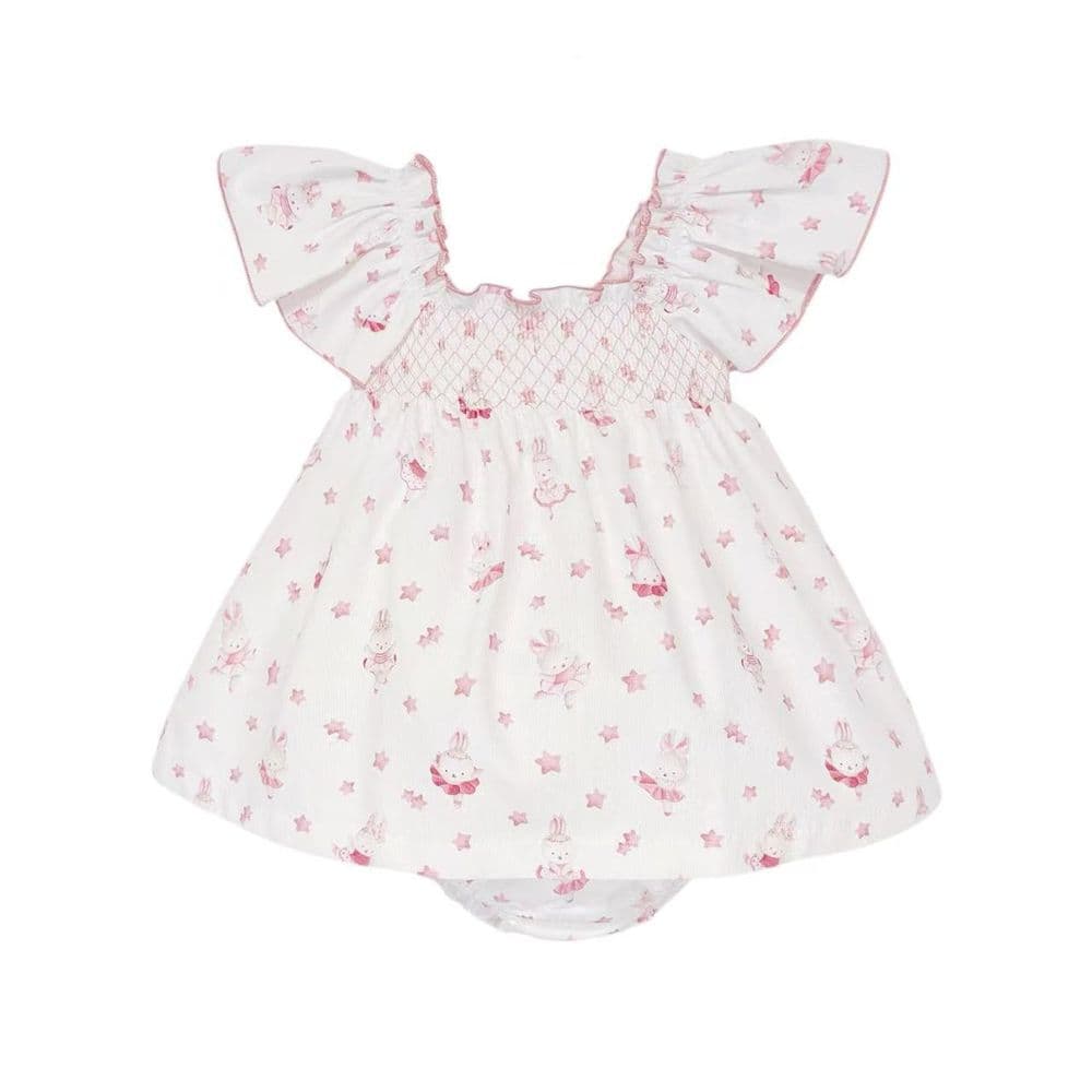 Baby Girl Pink Bunny Frilly Shoulder Sun Dress with Knickers "MYD26036"