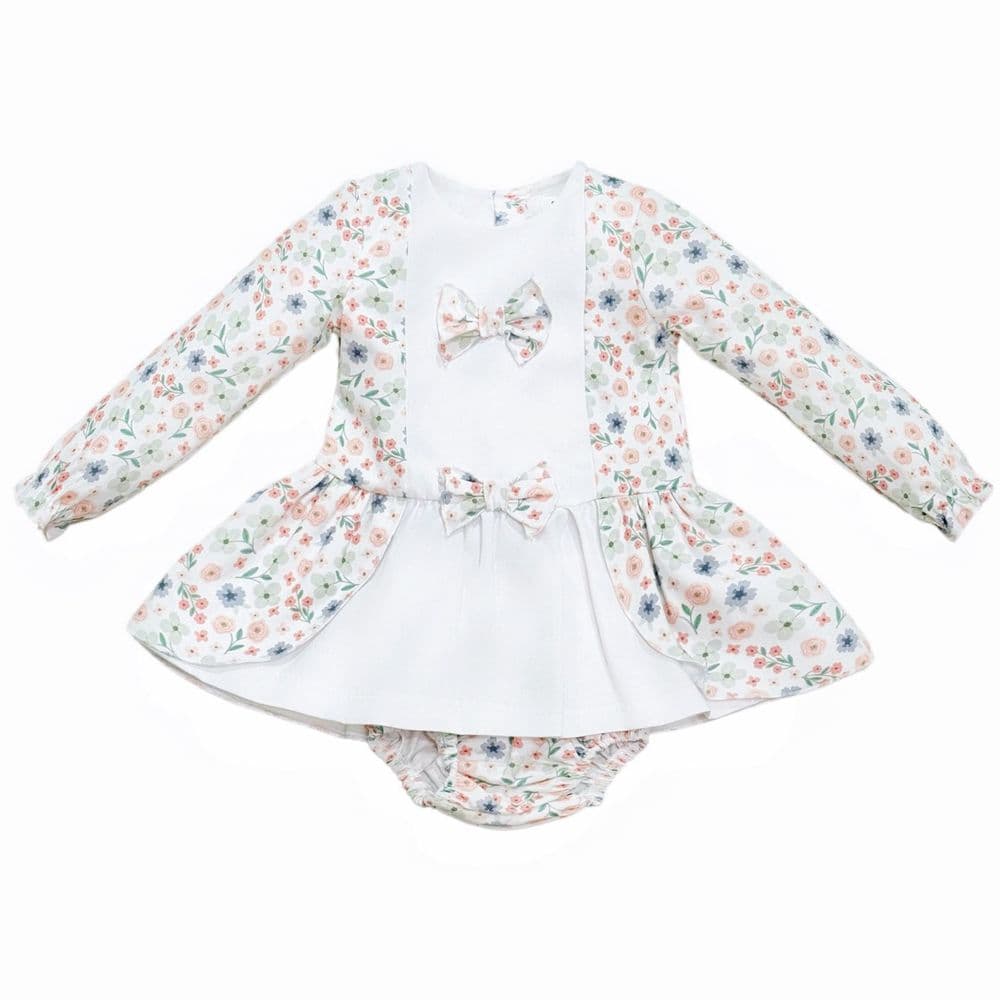 Baby Girl Pink Cotton Floral Dress with Pants "MYD25227"