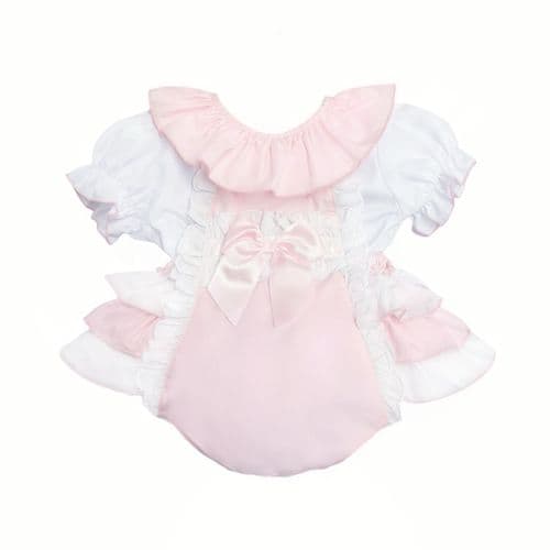 Baby Girl Pink Cotton Frilly Romper with Shirt "2406P"