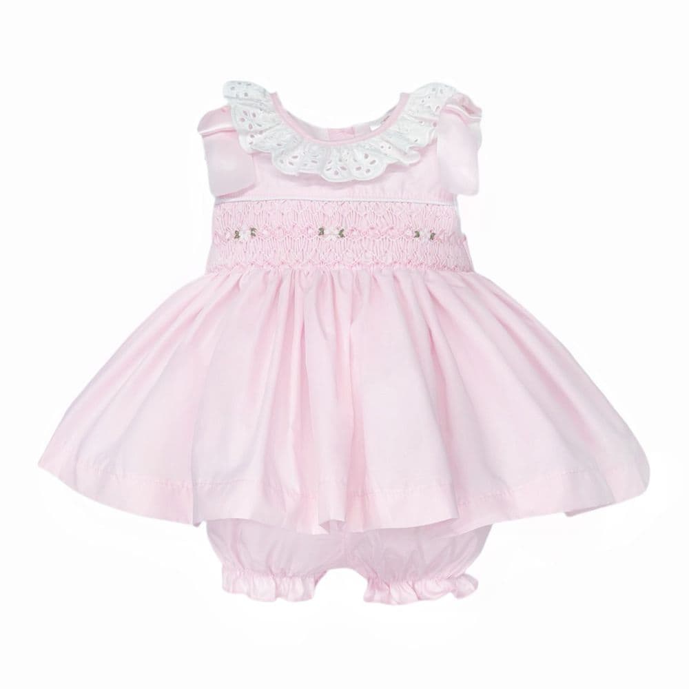 Baby Girl Pink Cotton Hand Smocked Dress with Knickers "2513"